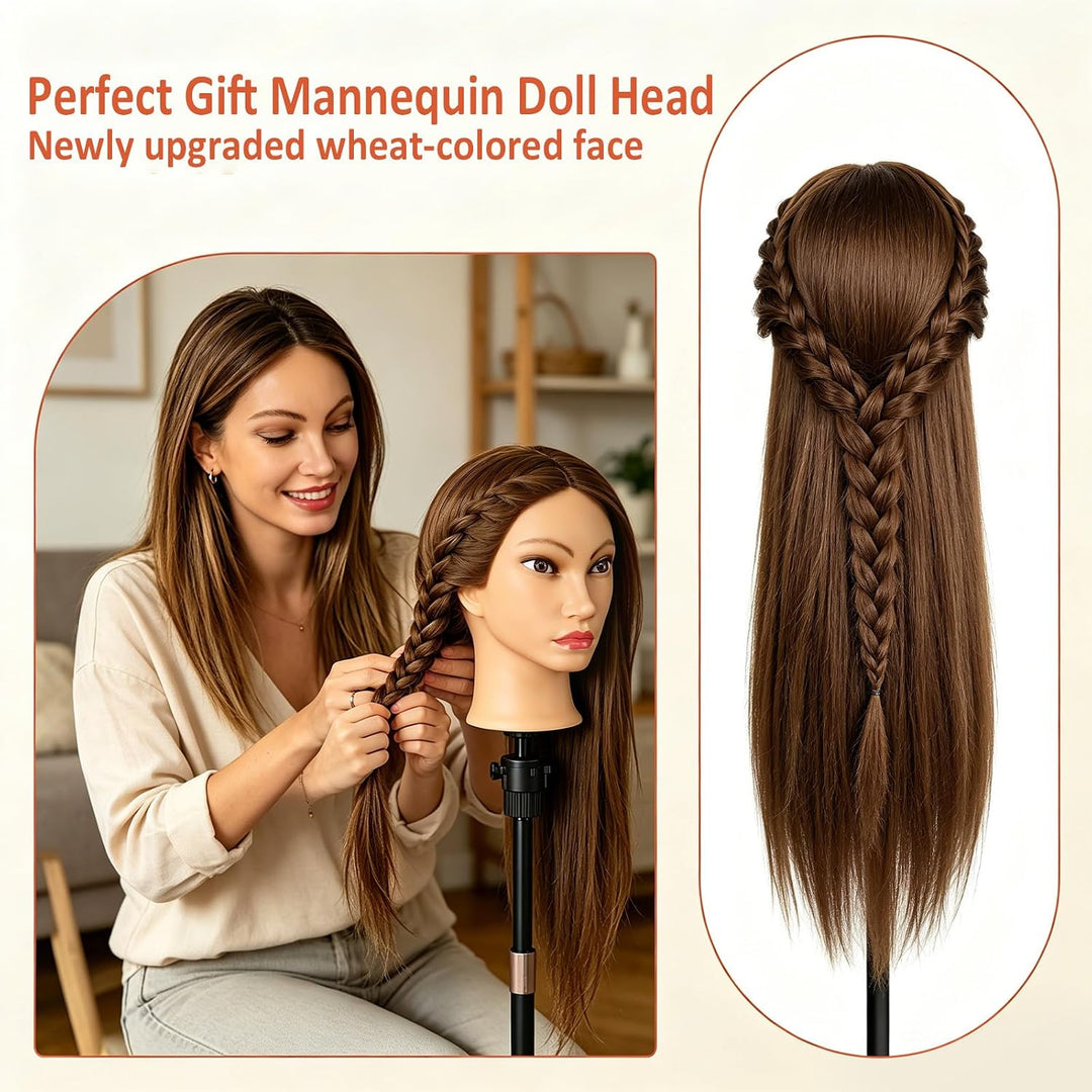 Frisierkopf 80% Echthaar Friseurkopf, TopDirect Übungskopf 26 Zoll 66cm Echthaar Kopf, Frisieren Tra