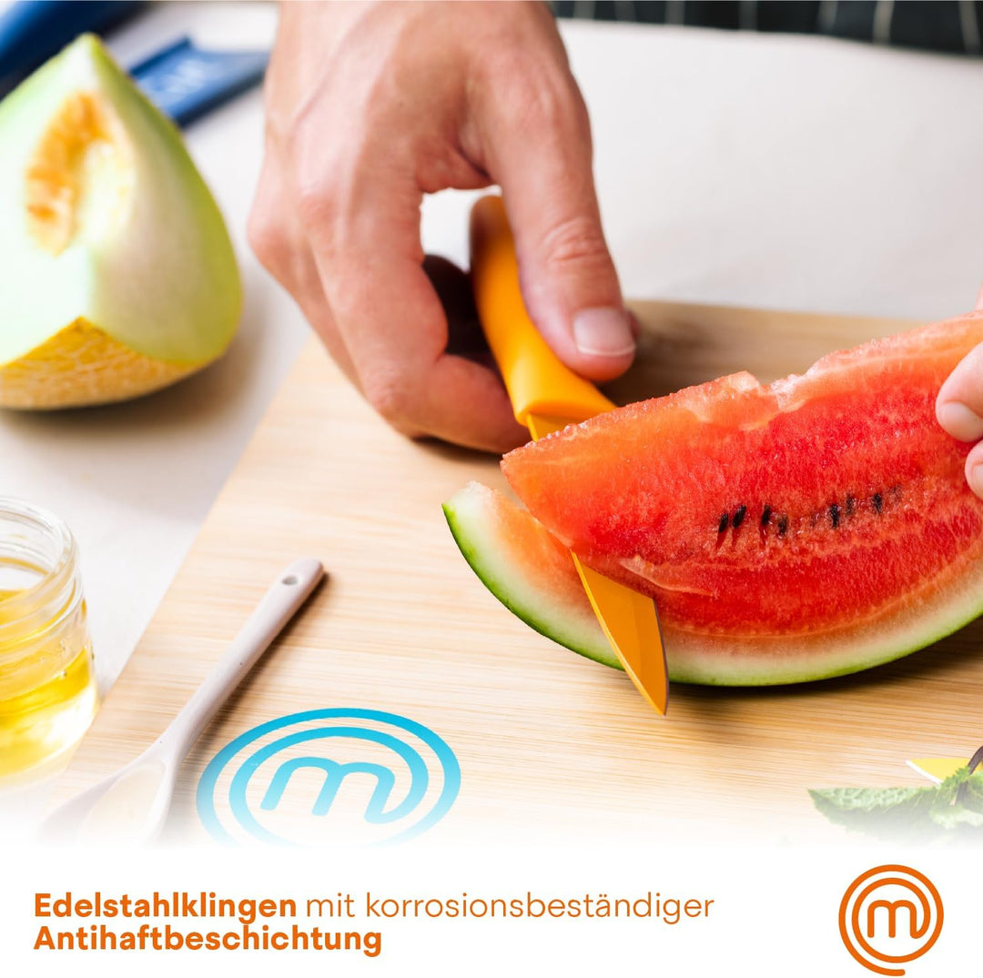 MasterChef Messerblock mit Messer Kuchenmesser Set mit Santokumesser, Brotmesser, Kochmesser, Gemüse
