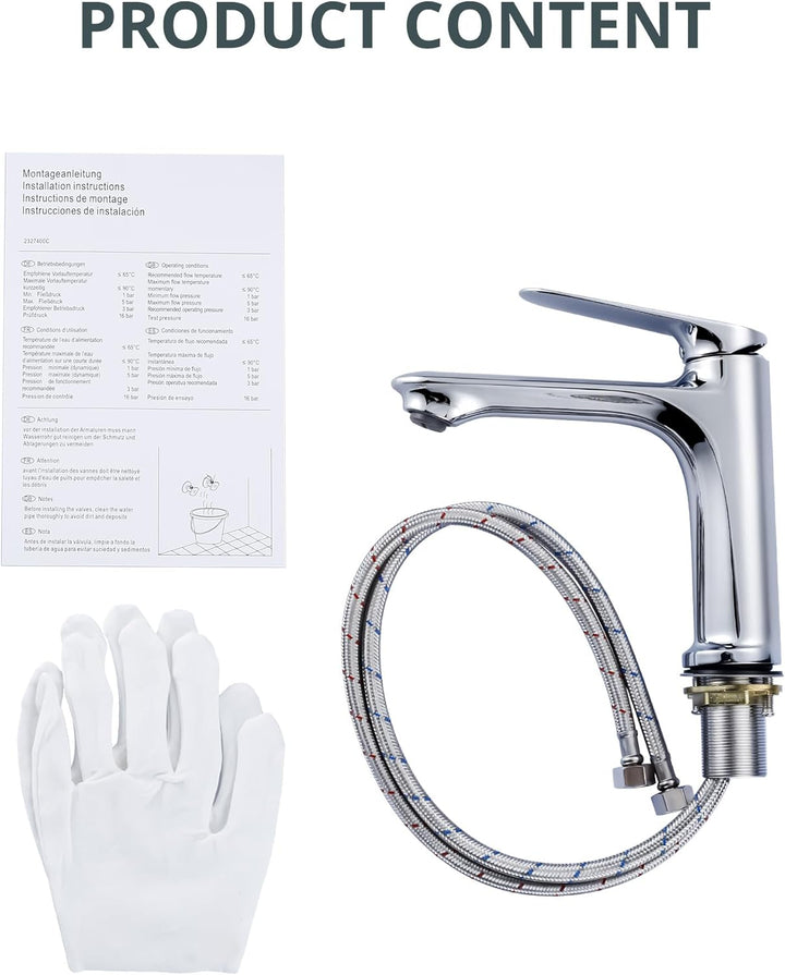 ARCORA WasserhahnBad, Waschtischarmatur Badezimmer, Einhebelmischer Mischbatterie Chrom 18.5 cm, Tou