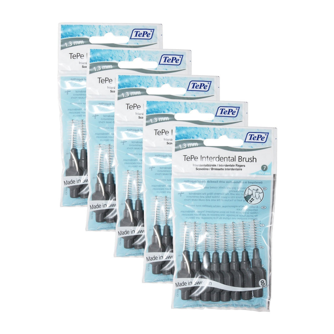 TePe Interdentalbuerste 1,3mm grau, 5 Pakete von 8 (40 Bürsten) 1.3 mm 40, 1.3 mm 40