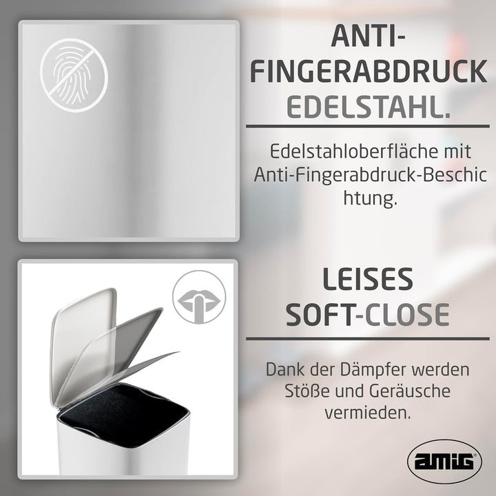 Amig - Mülleimer mit Pedal 30Liter - hygienische progressive Öffnung - für Haushaltsgebrauch - 27 x