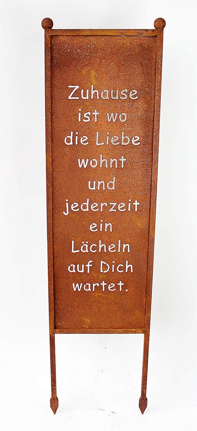 Bornhöft Schild/Spruchtafel Gartenschild Edelrost Rost zum Einstecken rostige Gartendeko (Zuhause is