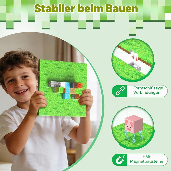 GraceDuck 4-teilig Magnetische Bausteine Grundplatte, Magnetic Blocks für STEM Spielzeug,Magnetic Bu