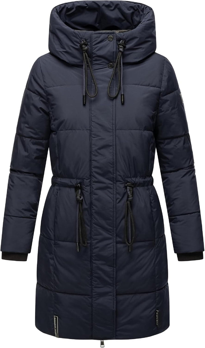 Navahoo Damen Wintermantel kurzer Steppmantel mit Kapuze Zuckertatze XIV XS-XXL XS Navy, XS Navy