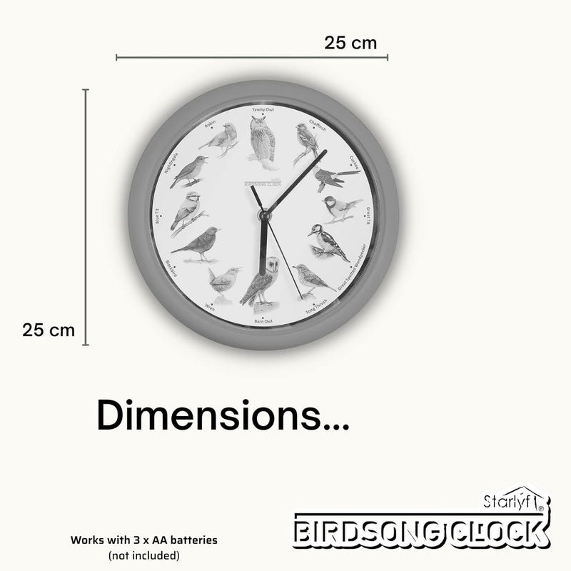 Wanduhr mit Vogelstimmen STARLYF Birdsong Clock, Wanduhr mit echten Klängen von 12 verschiedenen Vög