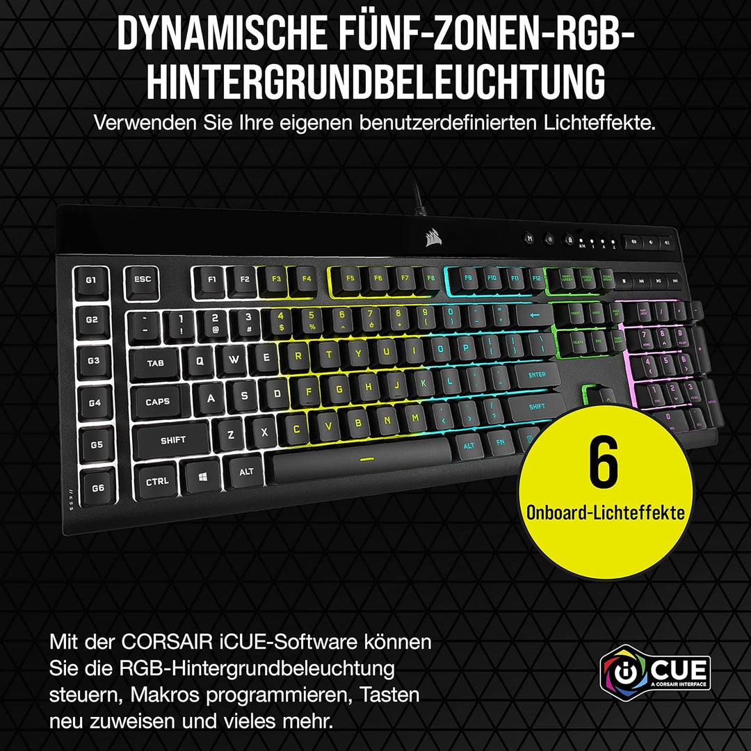 CORSAIR K55 RGB PRO Kabelgebundene Membrantastatur - IP42 staub- Und Spritzwassergeschützt - 6 Makro