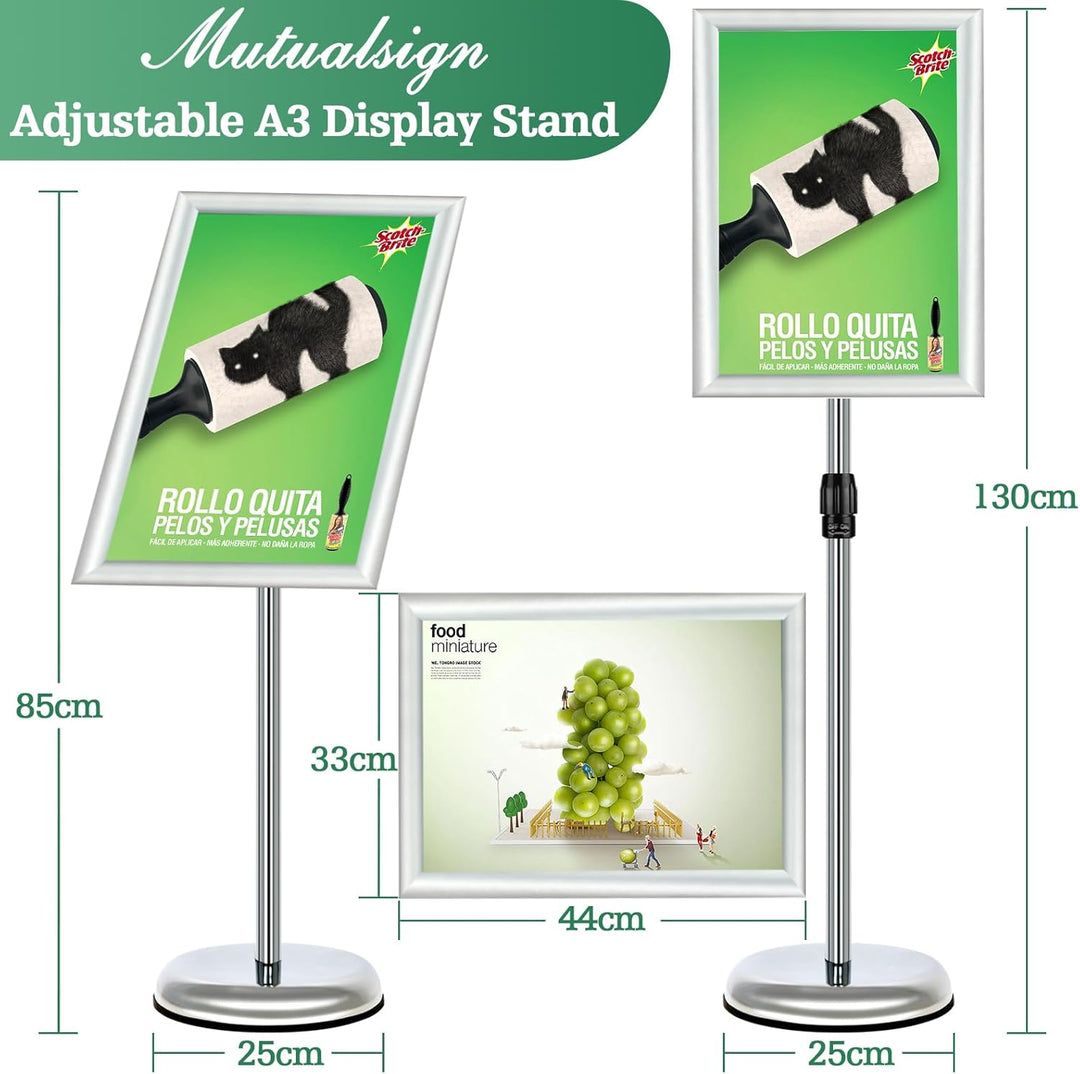 Mutualsign Infoständer A3 Aluminium Plakatständer Höhenverstellbar Posterständer Informationsständer