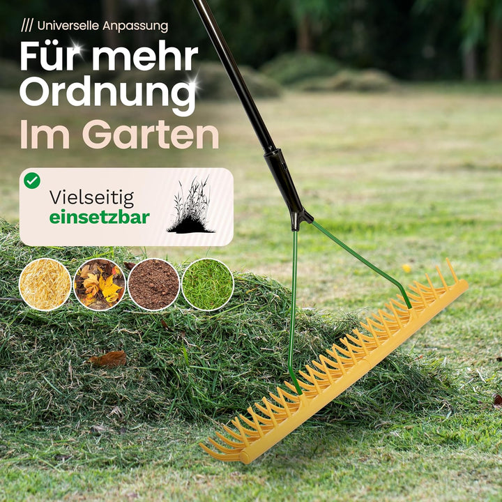 Novatool Gartenrechen-Kopf mit Grasfang-Vorrichtung und 32 Zinken, Arbeitsbreite 64,5 cm, Rechen aus