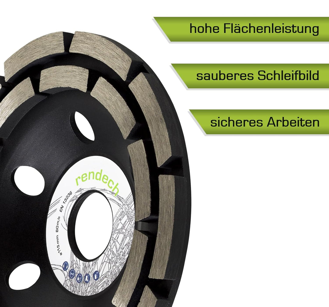 2x Profi Diamant Schleiftopf 115 mm für Beton, Stein, Fliesenkleber uvm. - Beton Schleifscheibe 115m
