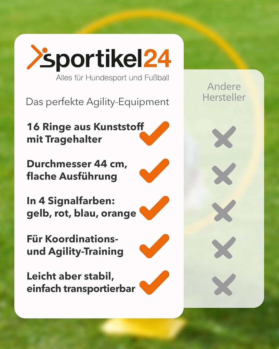 Koordinationsringe 16er-Set Bunt – ø 50cm, flexibel & sicher – Trainingsringe mit Tragehalter für Ag