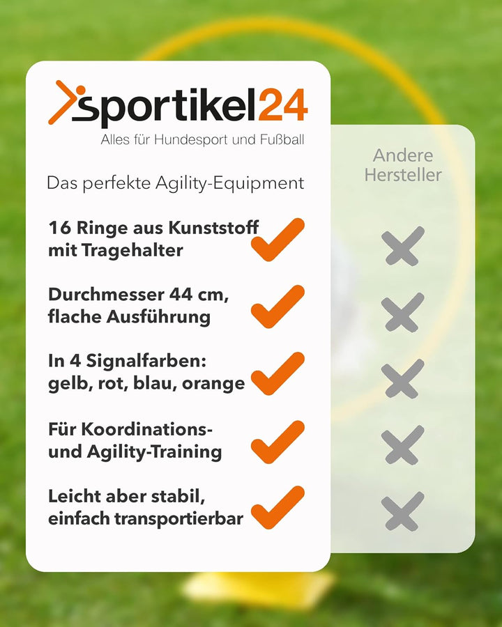 Koordinationsringe 16er-Set Bunt – ø 50cm, flexibel & sicher – Trainingsringe mit Tragehalter für Ag