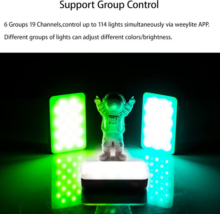 Weeylite S03 RGB Videoleuchte,Bluetooth APP Kontrolle Mini LED Videolicht mit Eingebautem Akku,Fotog