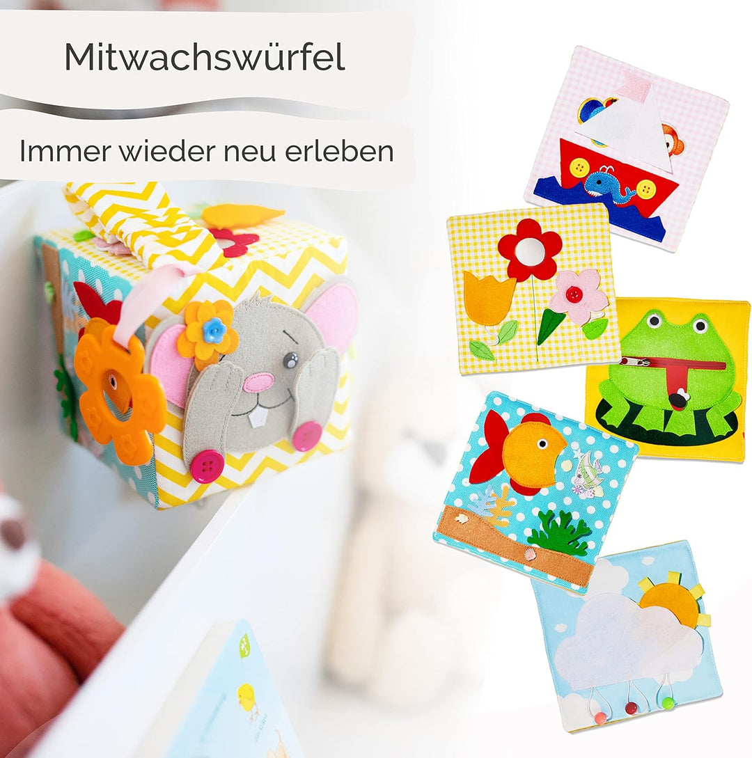 litfant® Original Busy Cube - Maus Mathilda | Der interaktive Motorikwürfel zur Förderung von Motori