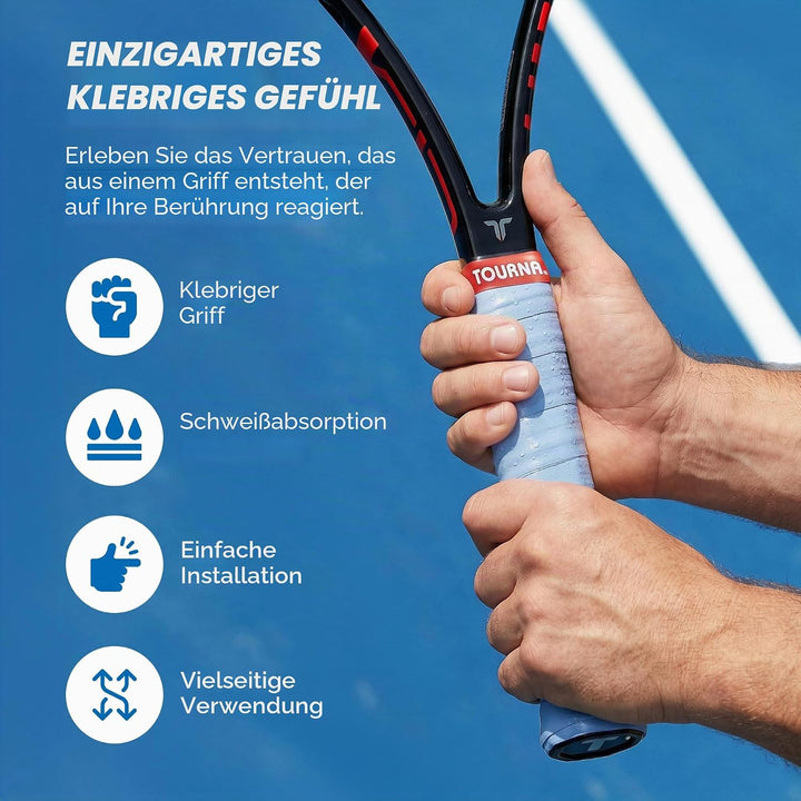 Tourna Unique Sports Tac Tennis-Griff, klebrig, 10 Stück Schwarz, Schwarz