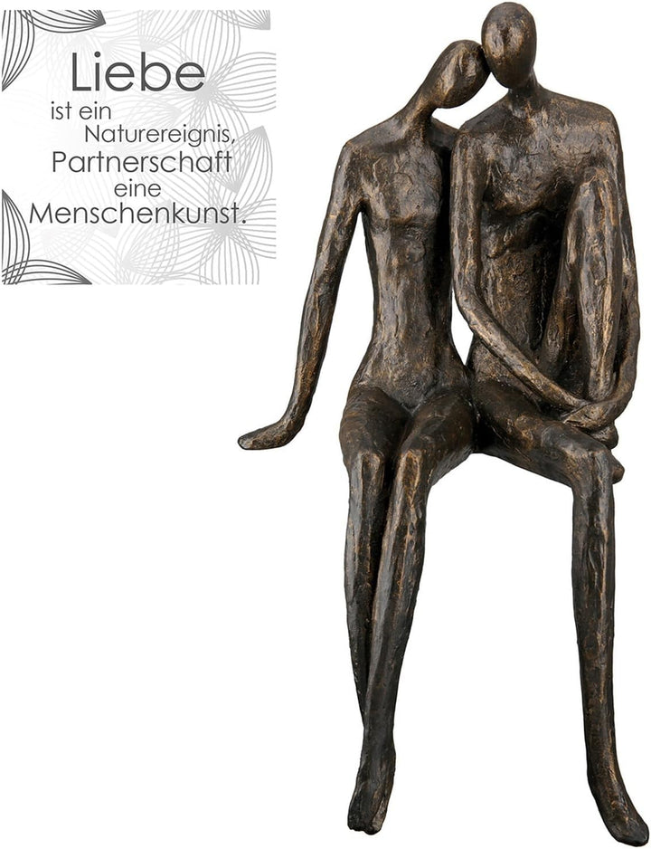 Casablanca Deko Skulptur Kantensitzer Kantenhocker Kunstharz - Liebe Paar - mit Spruchanhänger Gesch