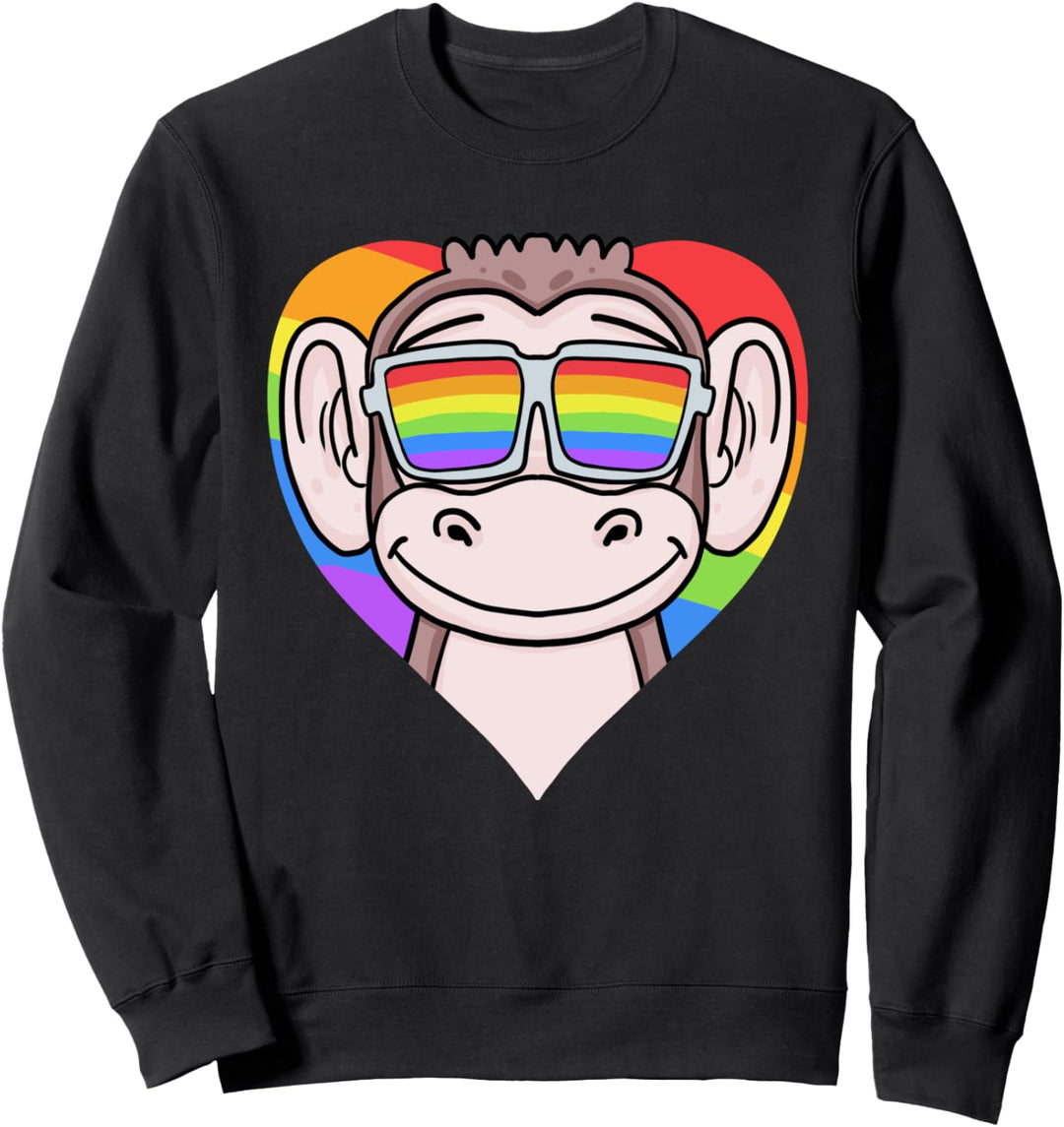 LGBT Supporter - Monkey Rainbow Gay Pride - LGBT Herz Sweatshirt