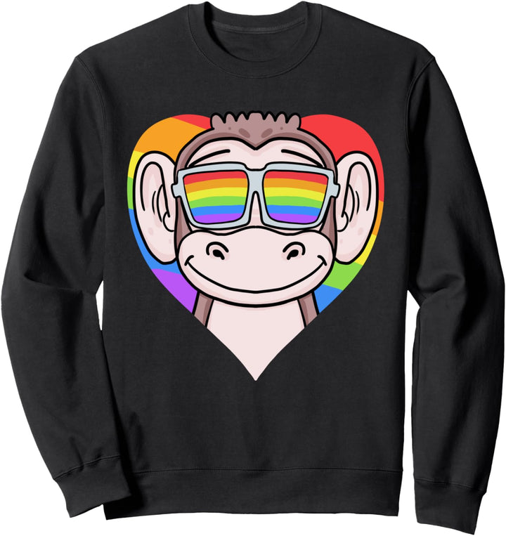 LGBT Supporter - Monkey Rainbow Gay Pride - LGBT Herz Sweatshirt