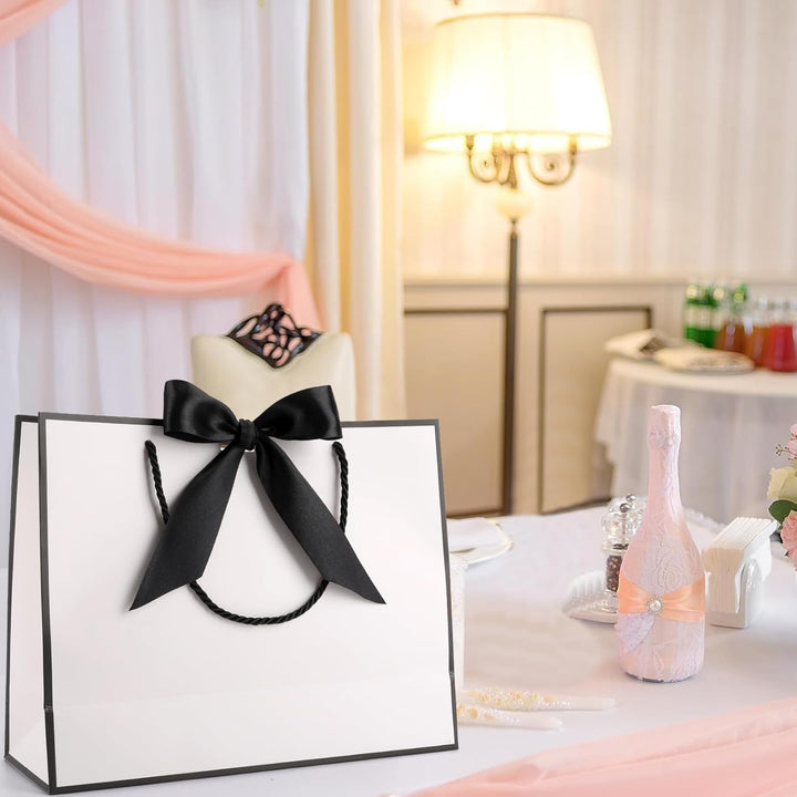 Geschenktüte mit Schleife,Geschenktüte Weiss,Geschenktaschen für Geburtstag, Hochzeit, Festivalfeier