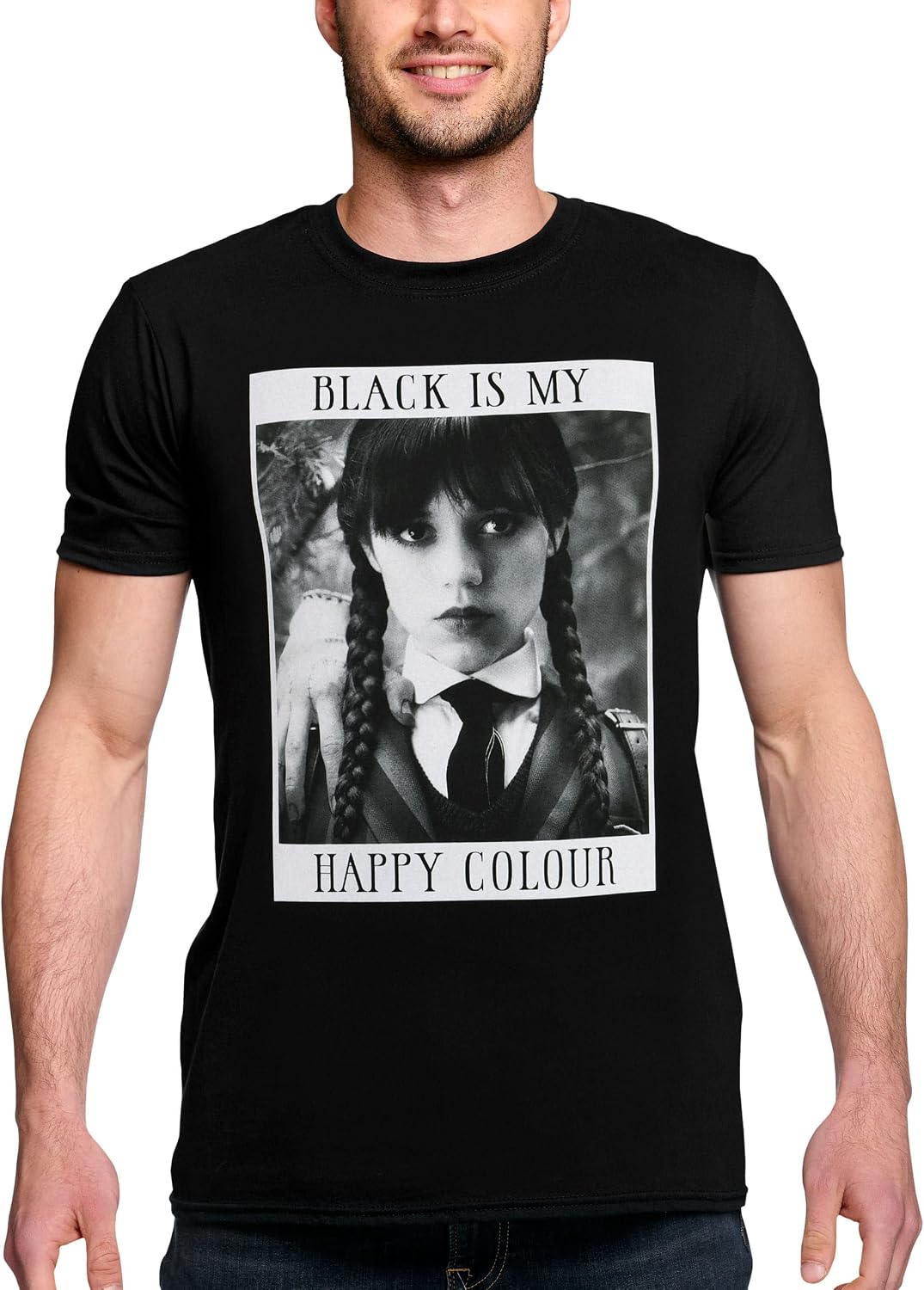 Elbenwald Wednesday T-Shirt mit verschiedenen Motiven für Herren Damen Unisex Baumwolle schwarz XS B