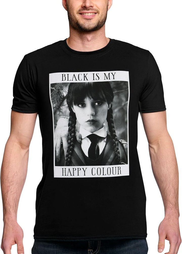 Elbenwald Wednesday T-Shirt mit verschiedenen Motiven für Herren Damen Unisex Baumwolle schwarz S Bl