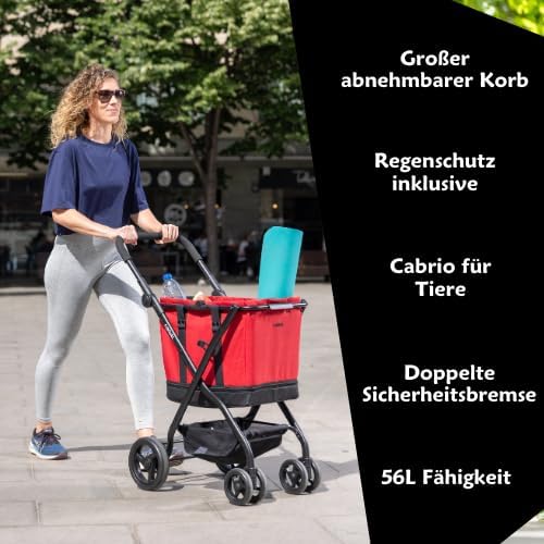 Carlett - Cube S Glacier Grey | Faltbarer Kurswagen mit Abnehmbarer Tasche | Einkaufstasche, die in