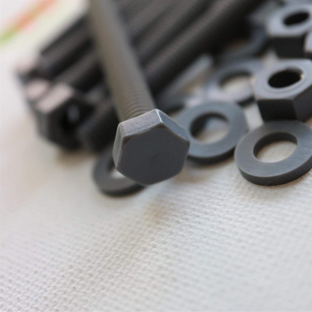 50 x PVC Sechskantschrauben Grau Muttern und Schrauben aus PVC-U-Kunststoff, oxidationsbeständig, wa