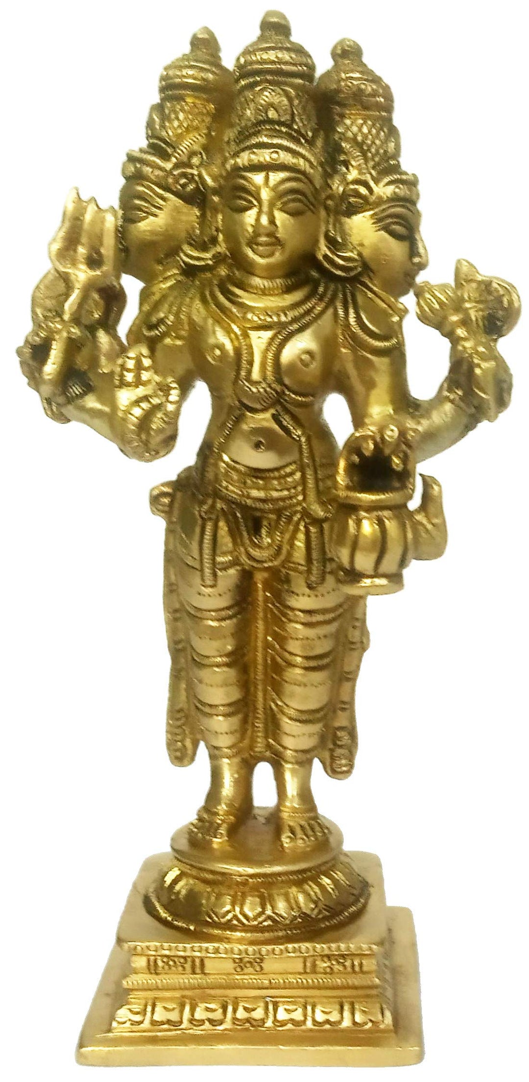 Purpledip Messing Idol Brahma Vishnu Shiva: Seltene Trimurti Statue Die Dreifaltigkeit der Hindu-Göt