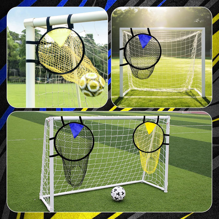 TZEKING 2 Stück Fussballtor Zielnetz mit Rahmen, Nylongewebe Fussball Trainingszubehör für Schiessge