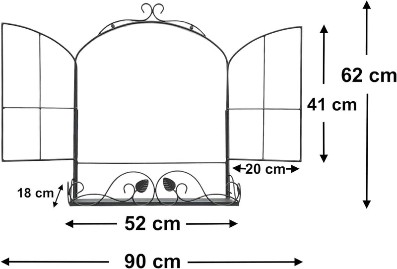 DanDiBo Wandblumenhalter Fenster Schwarz Metall Wand Blumenständer Blumenregal Wandregal Regal