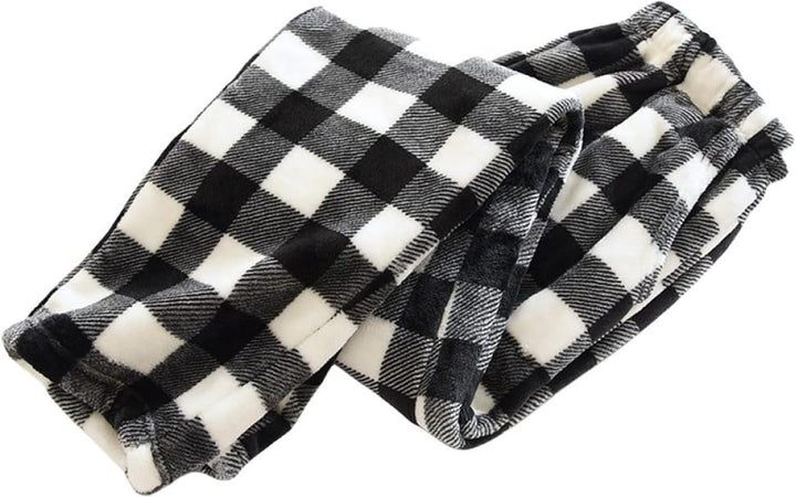 Generisch 2025 Fleece. Weiche Flanell-Pyjamahose Fleece mit Taschen Pyjama Damen Kurzarm Lange Hose