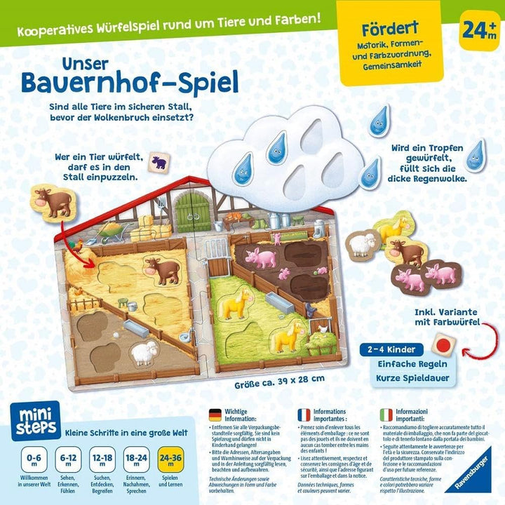Ravensburger ministeps 4173 Unser Bauernhof-Spiel, Erstes Spiel rund um Tiere, Farben und Formen - S