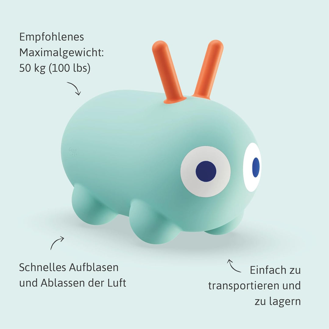 Quut – Skippi-Sprungtier – Aufblasbares Hüpfspielzeug – drinnen und draussen – Pumpe inklusive – 35