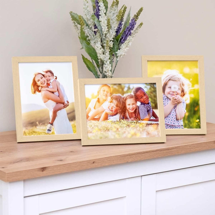 PHOTOLINI Bilderrahmen 15x20 Holz MDF Natur, 10er Set Bilderrahmen 20x15, Picture Frame mit Acrylgla