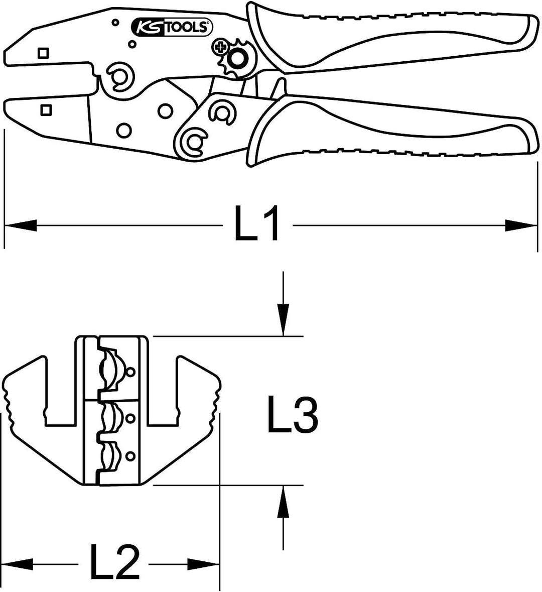 KS Tools 115.1425 Crimpzange für isolierte Kabelschuhe, 220mm