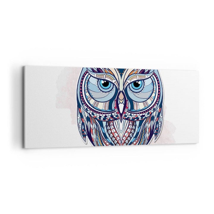 Panorama Bilder auf Leinwand 100x40cm Leinwandbild Owl aztekische Tierwelt Grafik Gross Wanddeko Bil