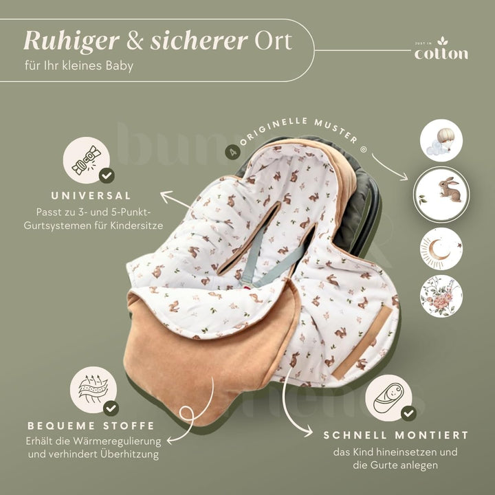 Einschlagdecke Babyschale Kinderwagen: Velours-Bambus-Decke für Autositz, Kinderwagen und Wanne. bab