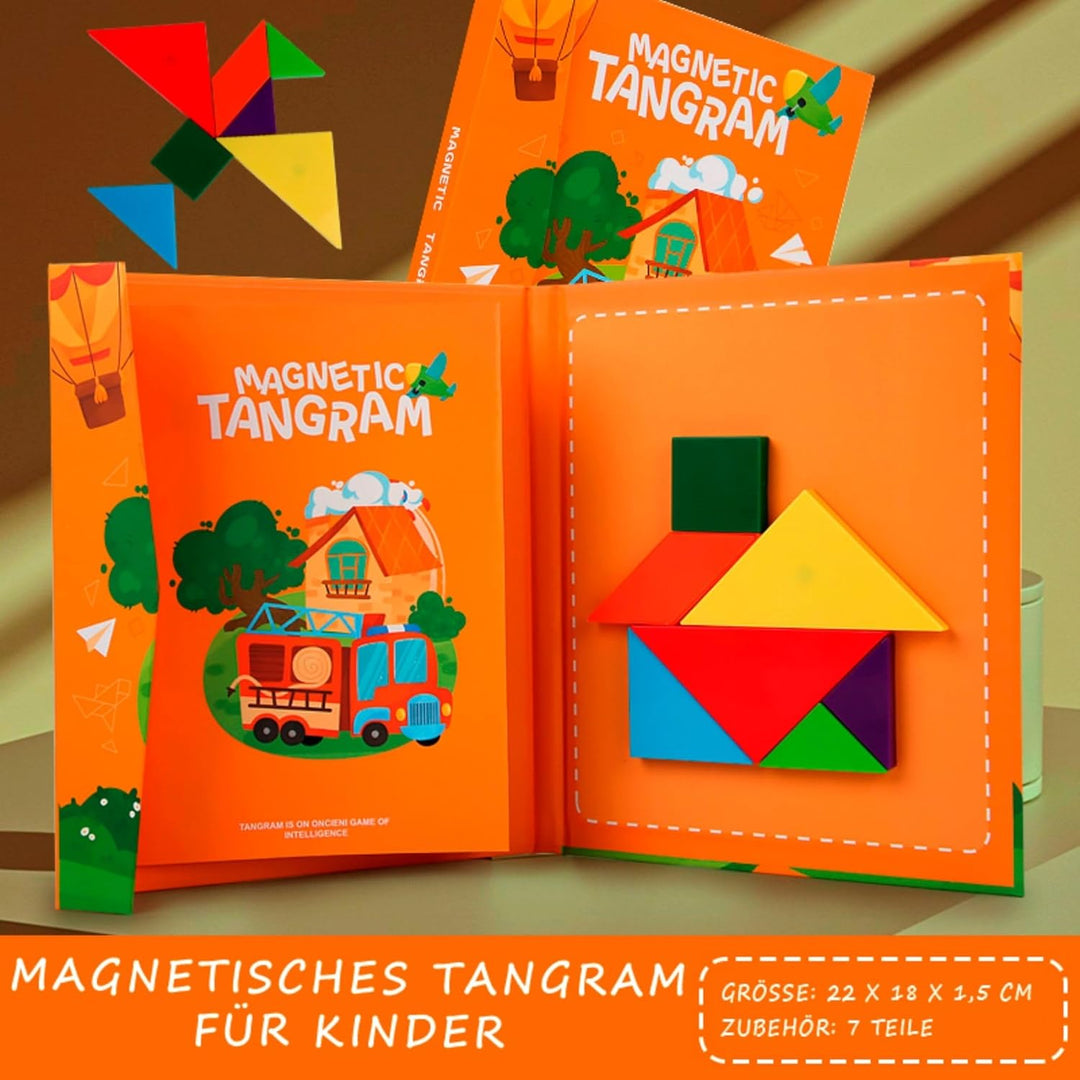 Tangram magnetisch für Kinder ab 3 Jahren – Montessori IQ Spiele & Lernspielzeug im Buchformat – Bes