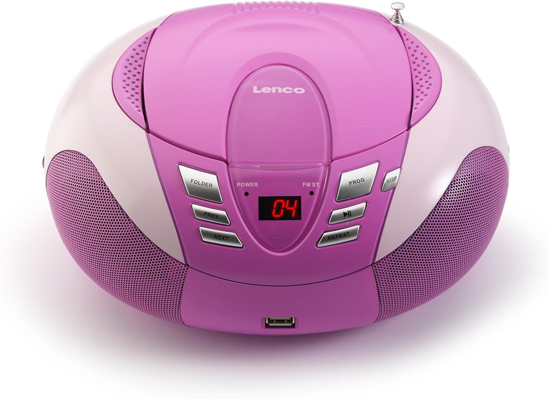 Lenco SCD-37 - CD-Player für Kinder - CD-Radio - Stereoanlage - Boombox - UKW Radiotuner - USB Ansch