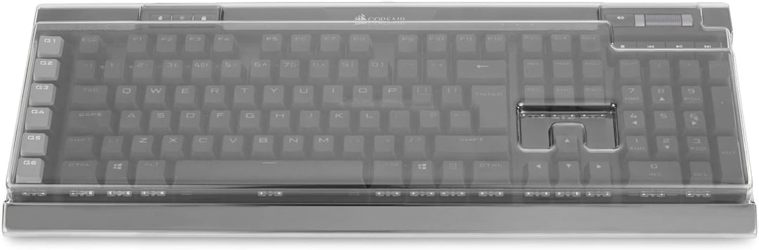 Decksaver Cover für die Corsair K95 (RGB) Platinum Tastaturserie - geräucherte/klare Schutzhülle, he