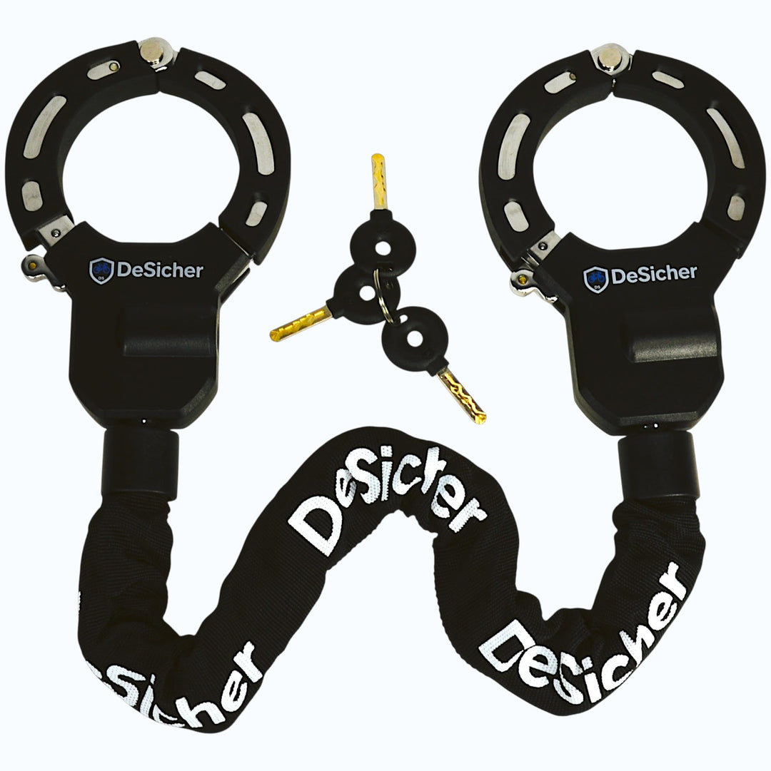 DuoLock 90 - Grosses Handschellen-Kettenschloss für E-Scooter & Fahrrad, 90 cm, 70 mm Öffnungsdurchm