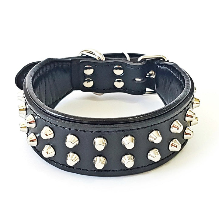 Bestia™ "Rocky Echtleder Hundehalsband mit Stumpfnieten. 100% Leder. Weich gepolstert. TOP Qualität!