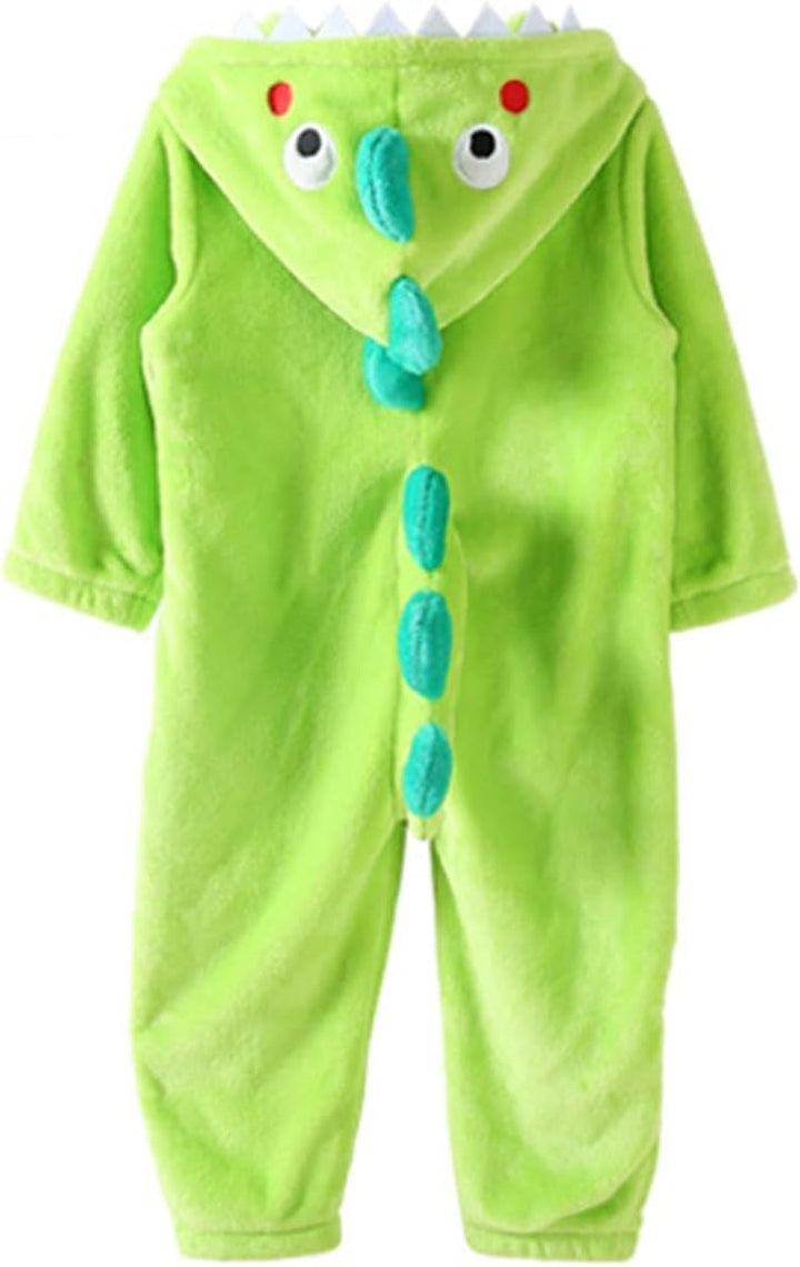 LOLANTA Kinder Grün Dinosaurier Kostüm,Kinder Tier Flanell Strampler Overall,4-6 Jahre,Grün,Etikette