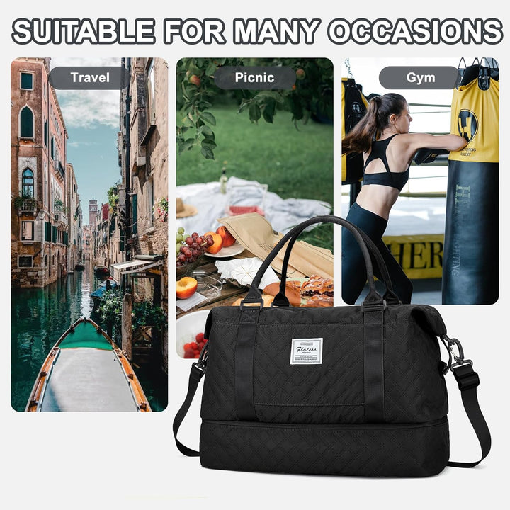 Reisetasche Damen, Gross Sporttasche Handgepäck Tasche Weekender Bag Schwimmtasche Travel Bag Duffle