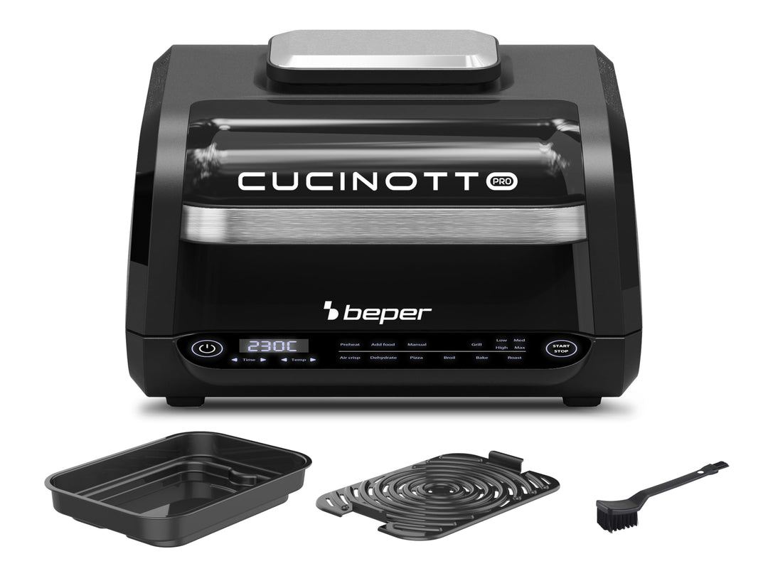 BEPER P101FRI081 Multifunktionsfritteuse, Digitale LED-Fritteuse mit 8 Programmen, Grill mit 4 Kochm
