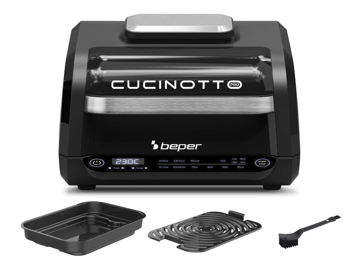 BEPER P101FRI081 Multifunktionsfritteuse, Digitale LED-Fritteuse mit 8 Programmen, Grill mit 4 Kochm