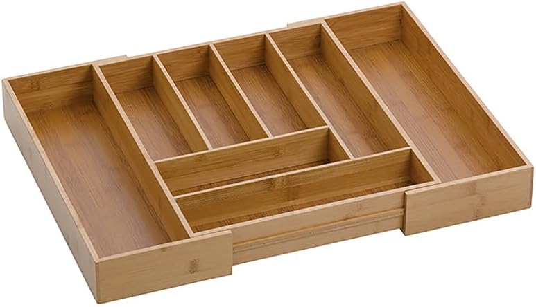 Kela Besteckkasten, Schubladeneinteiler mit 8 Fächern, Ausziehbar, 35 x 43 x 6,5 cm, Bambus, 12013,