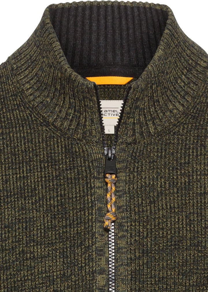 camel active Herren Strickjacke aus einem Soften Baumwollmix 3XL Blattgrün, 3XL Blattgrün