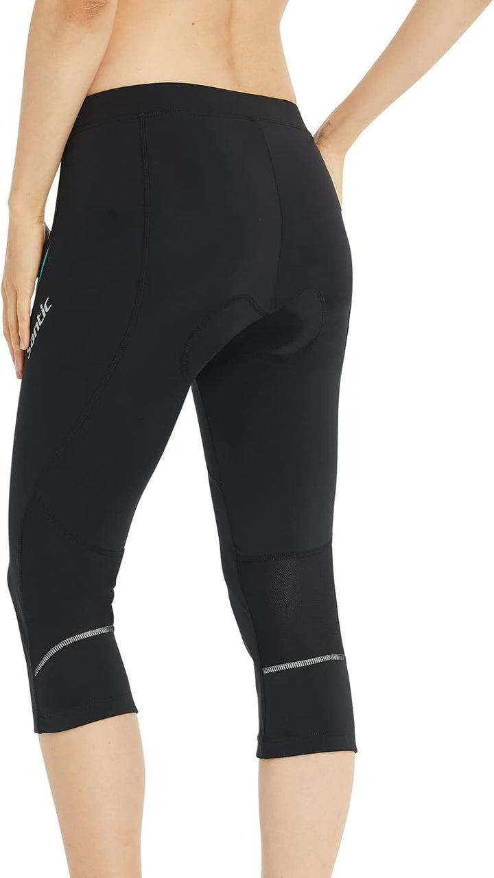 Santic Fahrradhose Damen Gepolstert 3/4 Radsport Hosen Für Damen Bike Shorts mit Taschen UPF50+ Elas