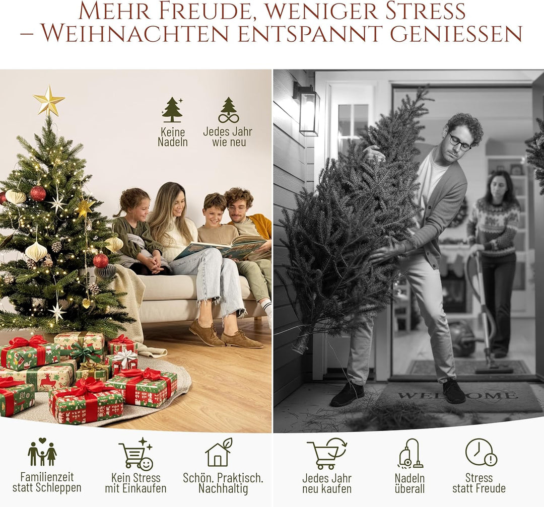 Premium Weihnachtsbaum künstlich 120cm -TESTSIEGER - Naturgetreu, dichte Zweige, Künstlicher Weihnac