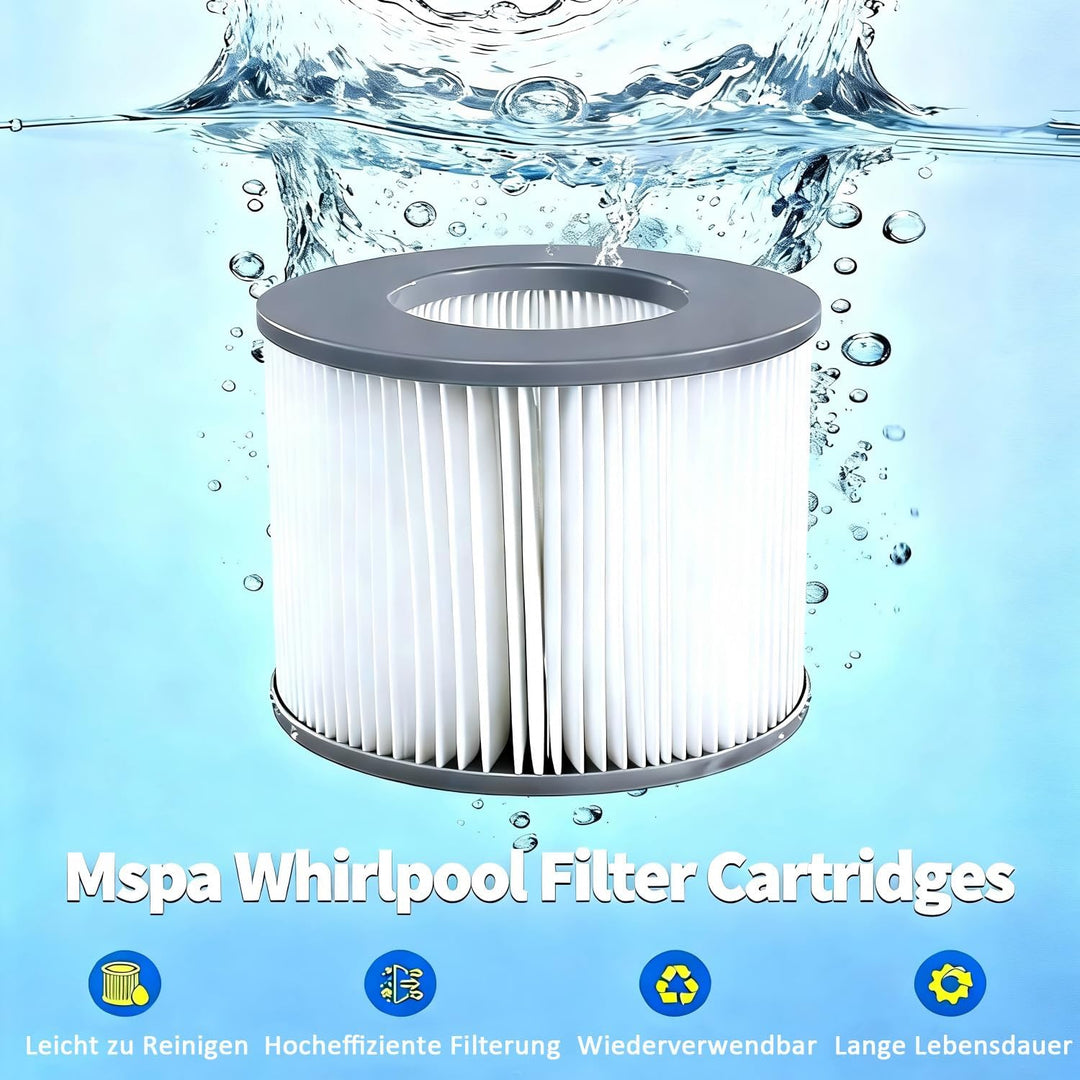 4er Set Ersatzfilter für MSPA Whirlpool-Filter-Kartuschen, Filter für Whirlpoal, für Heisse U-Boote